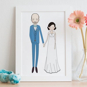Wedding portrait, wedding drawing, couple portrait, bridesmaid gifts, Wedding gift, anniversary gift, gift ideas, wedding illustration