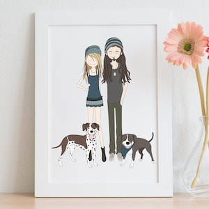 Couple portrait, couple illustration, Custom portrait, family portrait, cartoon portrait, family illustration, personalized portrait, gift