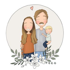 Couple Portrait, Couple illustration, Wedding gift, Custom couple portrait, Family portrait, Personalized portrait, Illustration, Gift Card