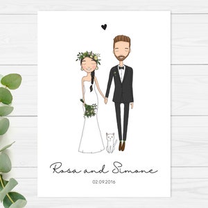 Ensemble d'invitations de mariage personnalisées, portrait de couple personnalisé, portrait de mariés, illustration de mariage personnalisée, invitation personnalisée, numérique image 1