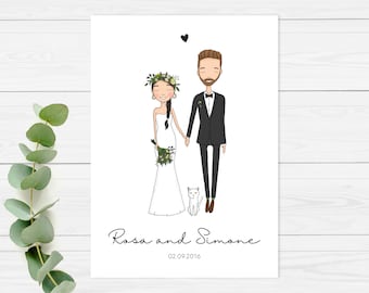 Custom wedding Invitation set, custom couple portrait, bride groom portrait, custom wedding illustration, personalized invitation, digital