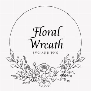 Floral Wreath svg and png, Wreath Clipart, Wedding Clipart, Botanical Hand Drawn, flower wreath, Monogram frame, Floral frame, Circle border