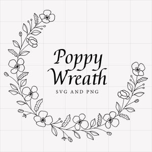 Mohnblumenkranz SVG, Blumenkranz SVG, Blumenkranz, Kranz SVG, Blumenkranz SVG, Frühlingssvg, Mohnblumen, floraler Vektor, botanischer Rahmen