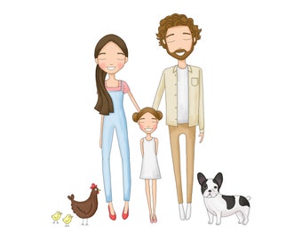 Custom portrait, family portrait, cartoon portrait, family illustration, personalized portrait, couple illstration, couple portrait, gift