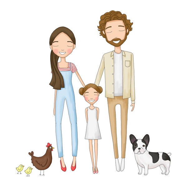 Custom portrait, family portrait, cartoon portrait, family illustration, personalized portrait, couple illstration, couple portrait, gift