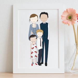 Custom portrait, family portrait, family illustration, cartoon portrait, personalized portrait, wall art, christmas gift, family drawing