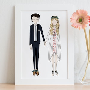Wedding portrait, wedding drawing, wedding illustration, couple portrait, custom portrait, custom wedding gift, Couple illustration