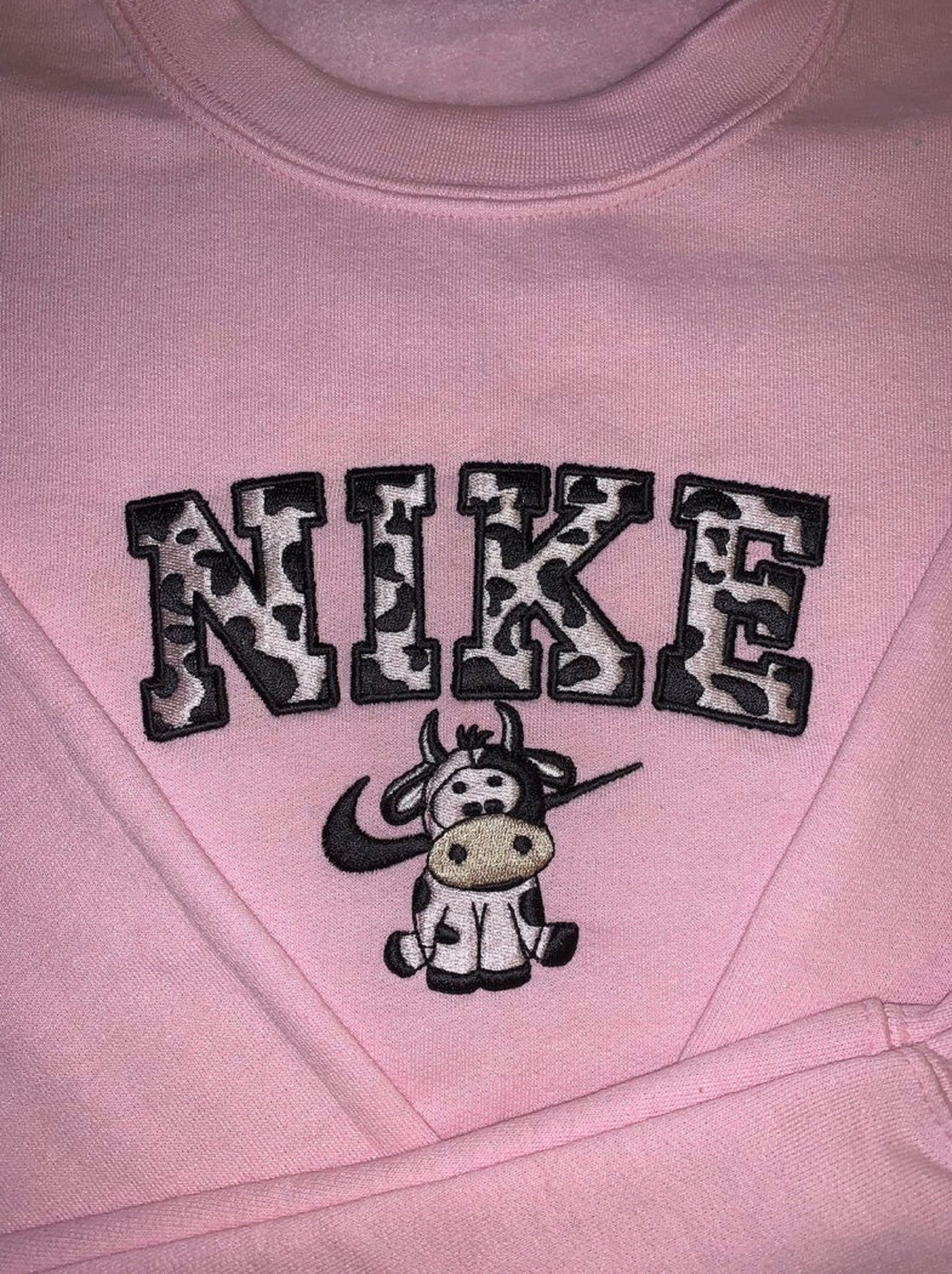 Nike Cow Inspired Embroidered Sweatshirt / Crewneck | Etsy