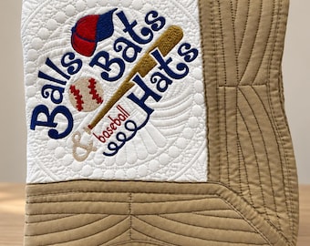 Personalized Baseball Baby Quilt: Embroidered Sports Nursery Blanket