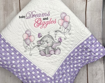 Personalized Embroidered Baby Quilt: Cotton Heirloom Keepsake