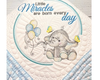 Heirloom Baby Quilt, Personalized Embroidered Keepsake Blanket, Custom Quilted Gift for Baby Showers & Newborns