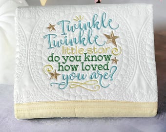 Personalized Baby Quilt: Embroidered Twinkle Star Keepsake