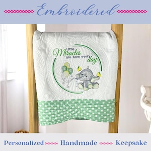Heirloom Baby Quilt, Embroidered Keepsake Blanket, Personalized Heirloom Quilt, Baby Shower Gift, New Baby Gift, Quilted Heirloom Blanket