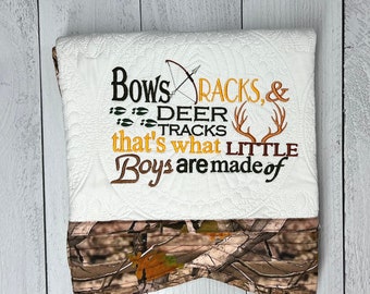 Personalized Camo Baby Quilt: Deer Antler Blanket, Rustic Nursery Bedding