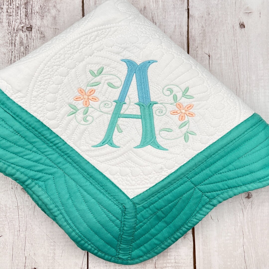 Monogram Heirloom Baby Quilt, Embroidered Keepsake Blanket