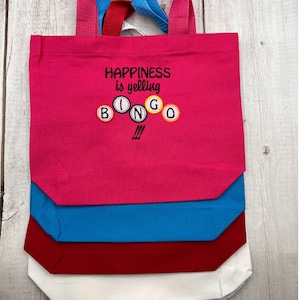 Embroidered Bingo Tote Bag. Personalized with Name. Personalized Gift.Available in 4 Colors