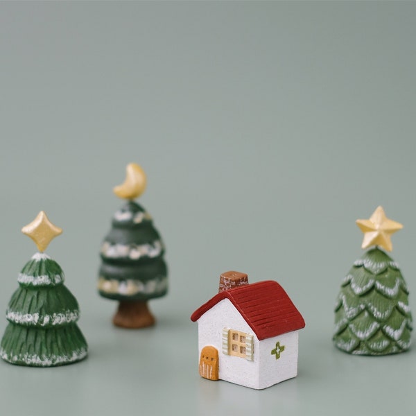 Handmade Red Clay Miniature House Ornament, Kawaii Aesthetic Mini House Desk Decor, Unique Handmade Item Gift for Her