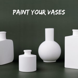 Ready to Paint White Ceramic Vase DIY Kit, Homemade Ornaments DIY Pottery Kit Gifts