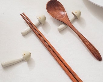 Kawaii Japanese Style Mushroom Chopstick Rest | Ceramic Mushroom Spoon Rest | Hand Made Miniatures