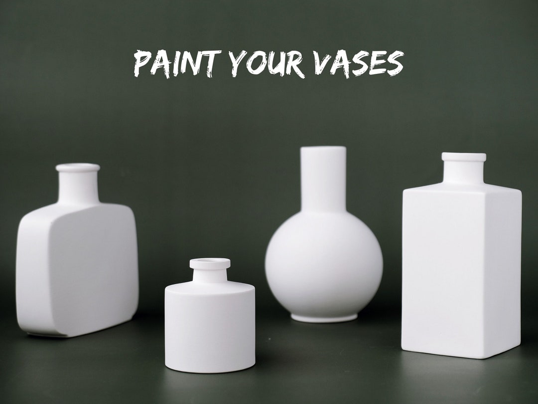 Ready to Paint White Ceramic Vase DIY Kit Homemade Ornaments Etsy