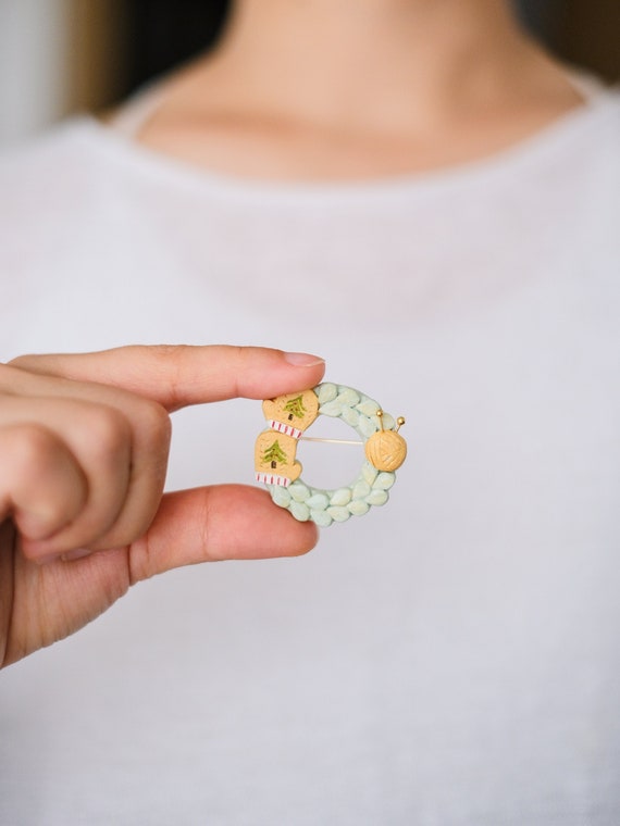 Handcrafted Clay Brooch - Soft Blue & Yellow - Chic Summer Accessory for Basic Style Essentials