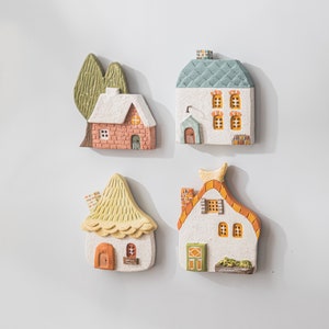 Whimsical Handmade Village Fridge Magnets Original Designs for Cute & Healing Kitchen Decor image 1