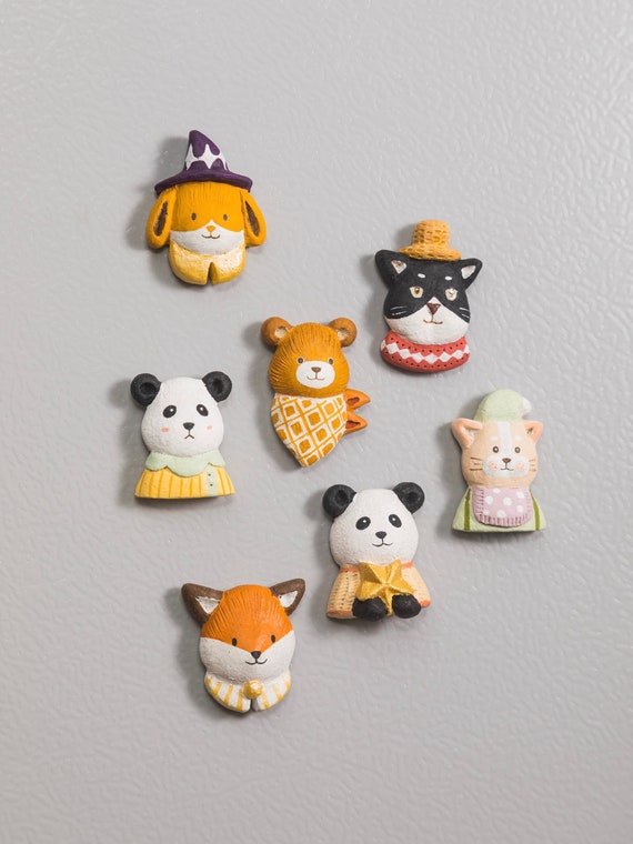 Cute Animal Clay Fridge Magnets & Brooch Pins Set - Perfect Kids Gift