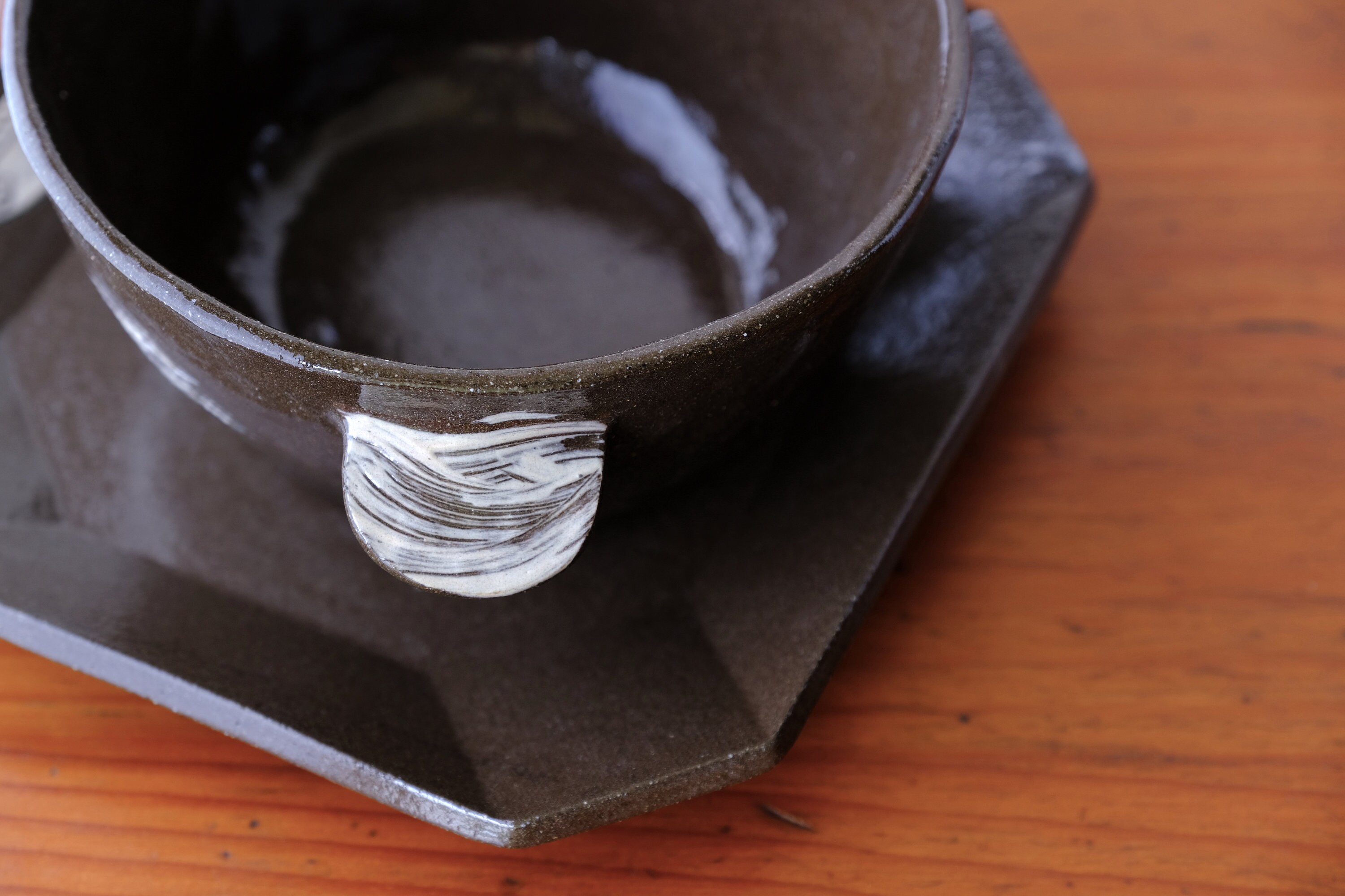 Large Deep Ceramic Bowl with Ear Handles Hand Painted Fish Etsy