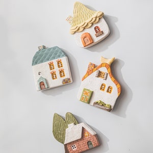 Whimsical Handmade Village Fridge Magnets Original Designs for Cute & Healing Kitchen Decor image 4