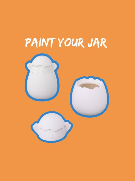 Chick Egg Storage Jar - Ready to Paint Desk Decor, Paint Your Own Decoration, Unglazed Ceramic Bisque Box, DIY Blank Clay Jar