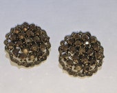 Gorgeous Vintage WEISS Earrings with Clustered Rhinestones in Amber and Copper Tones
