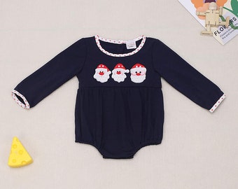 Santa Embroidered Boys Romper