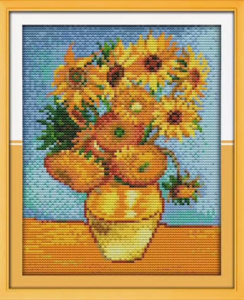 Van Gogh Famous Sunflower Painting Cross Stitch Kit 14ct Count Etsy