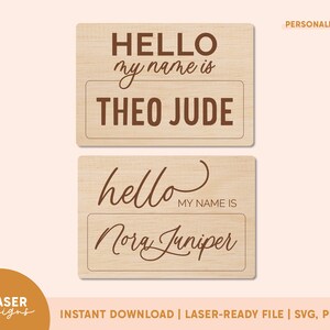 Hallo mein Name ist SVG | Baby Namensschild svg, Geburtsanzeige svg, Baby Ankündigung svg, Glowforge Plotterdatei, Laser svg