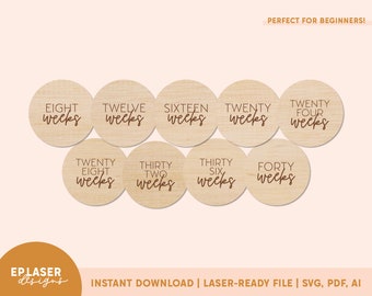 Modern Pregnancy Milestones SVG | Glowforge File, Glowforge Cut File, Laser File, Glowforge SVG File
