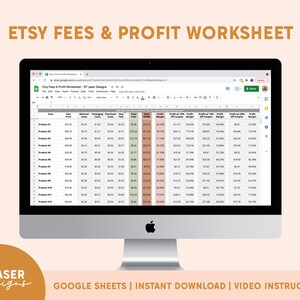 Gebühren & Gewinn Arbeitsblatt | Etsy Pricing Calculator, Pricing Sheet, Profit Calculator, Profit Spreadsheet, Pricing Worksheet, Google Sheets