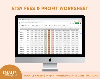 Fees & Profit Worksheet | Etsy Pricing Calculator, Pricing Sheet, Profit Calculator, Profit Spreadsheet, Pricing Worksheet, Google Sheets