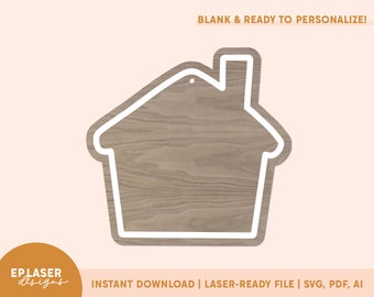 Blank House Ornament Template SVG | Glowforge Ornament File, Glowforge Ornament svg, Laser svg File, Ornament svg laser, Home Ornament svg