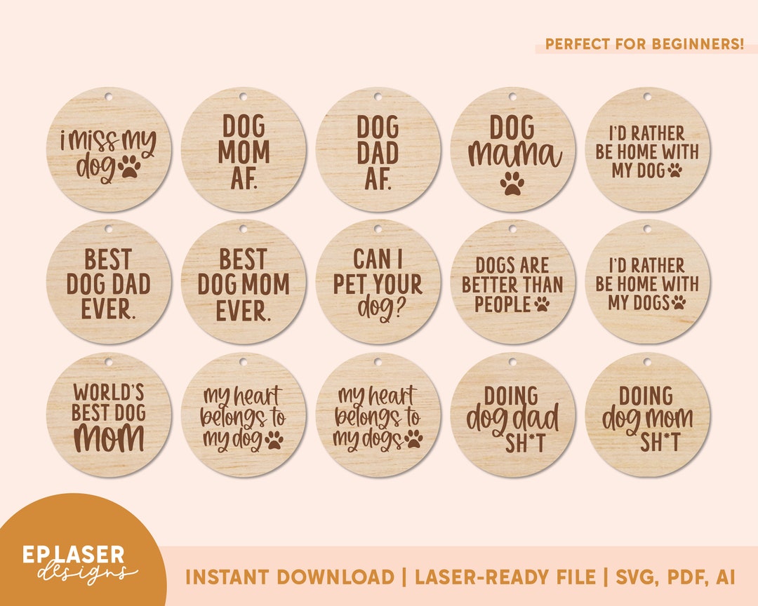 Dog Keychains SVG Glowforge File, Glowforge Cut File, Laser File, Dog ...
