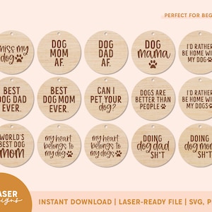 Dog Keychains SVG | Glowforge File, Glowforge Cut File, Laser File, Dog Mom Keychain, Dog Mom SVG, Dog Mama Gift, Keychain File