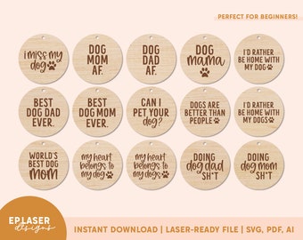 Dog Keychains SVG | Glowforge File, Glowforge Cut File, Laser File, Dog Mom Keychain, Dog Mom SVG, Dog Mama Gift, Keychain File