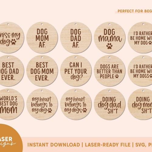 Dog Keychains SVG File Cut File Laser Etsy