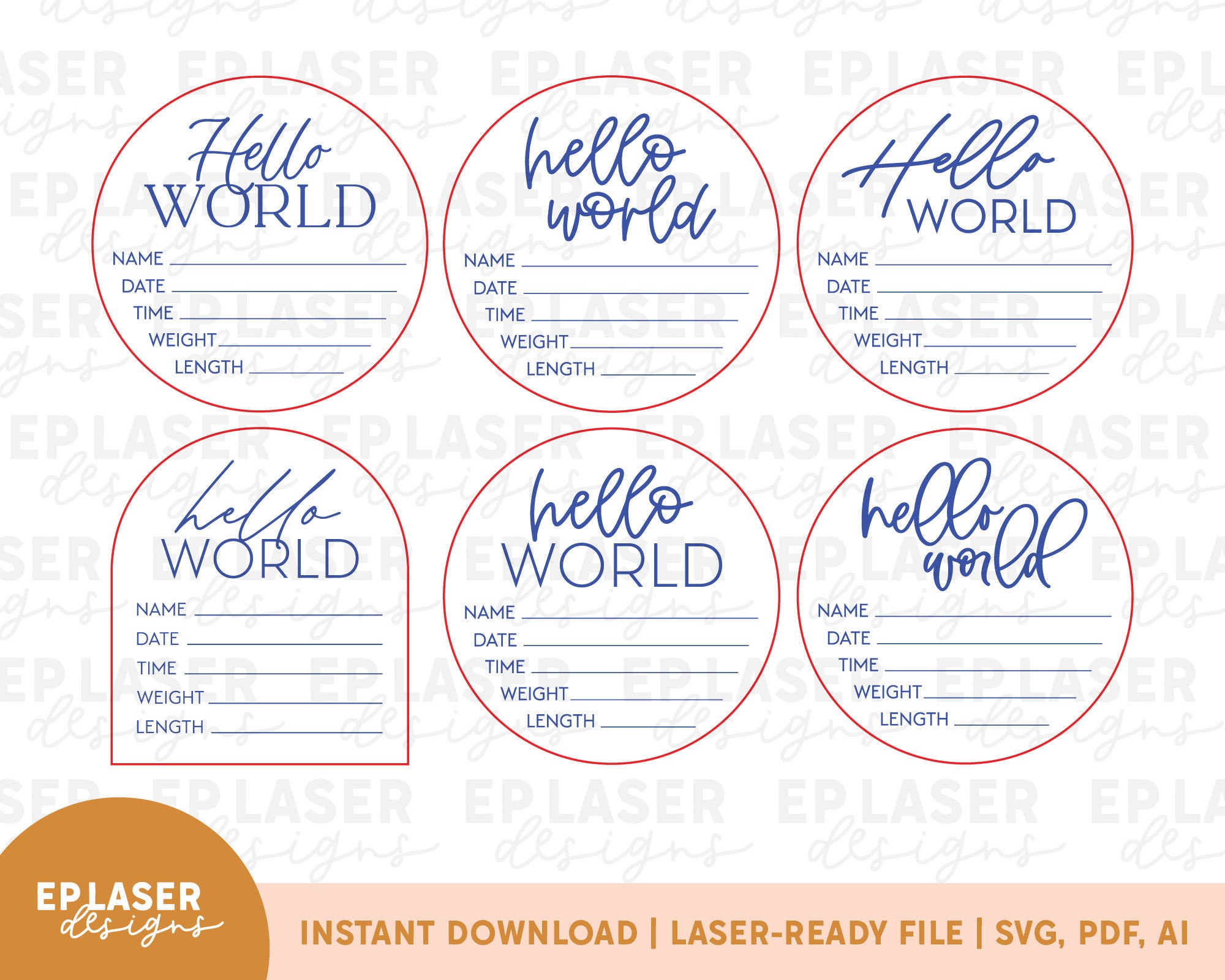 Hello World SVG Bundle | Birth Announcement Svg, Baby Stats Sign Svg ...