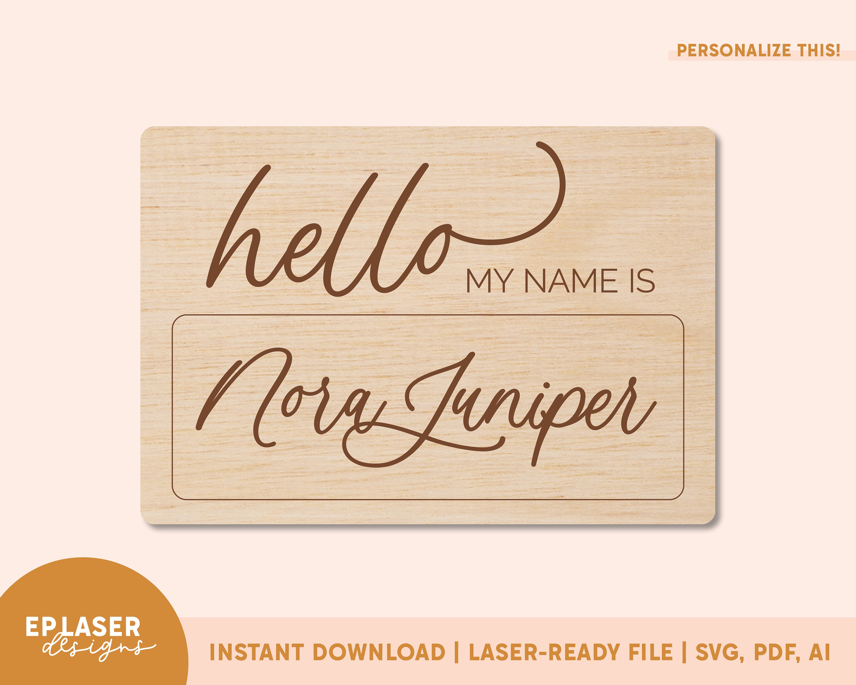 Hello My Name is SVG Baby Name Tag Svg Birth Announcement Etsy UK