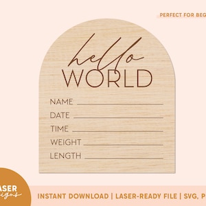 Arch Birth Stats Signes SVG | Statistiques de naissance SVG, Signe de statistiques nouveau-nés, Fichier Glowforge, Glowforge Cut File, Laser SVG File