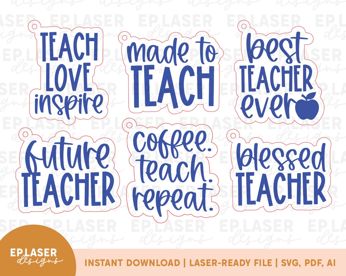 Download Teacher Keychain SVG Glowforge File Glowforge Cut File | Etsy