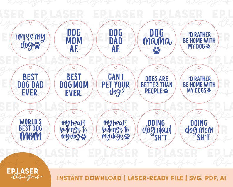 Dog Keychains SVG File Cut File Laser Etsy