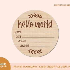 Calligraphy Birth Stats Signs SVG | Birth Stats SVG, Newborn Stats Sign, Glowforge File, Glowforge Cut File, Laser SVG File