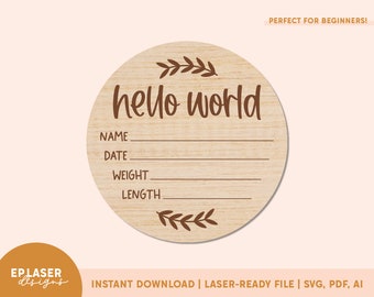 Calligraphy Birth Stats Signs SVG | Birth Stats SVG, Newborn Stats Sign, Glowforge File, Glowforge Cut File, Laser SVG File