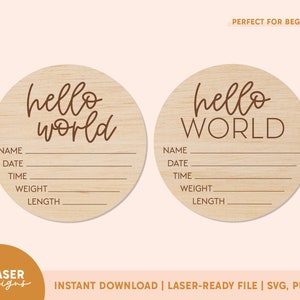 Modern Birth Stats Signs SVG | Glowforge File, Glowforge Cut File, Laser File, Laser SVG File
